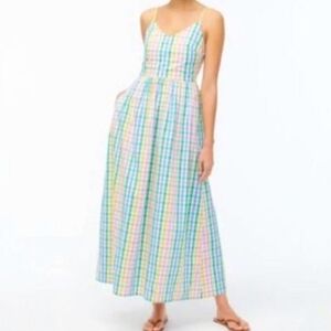 J.crew NWT V-Neck Maxi Dress Gingham Size 8.